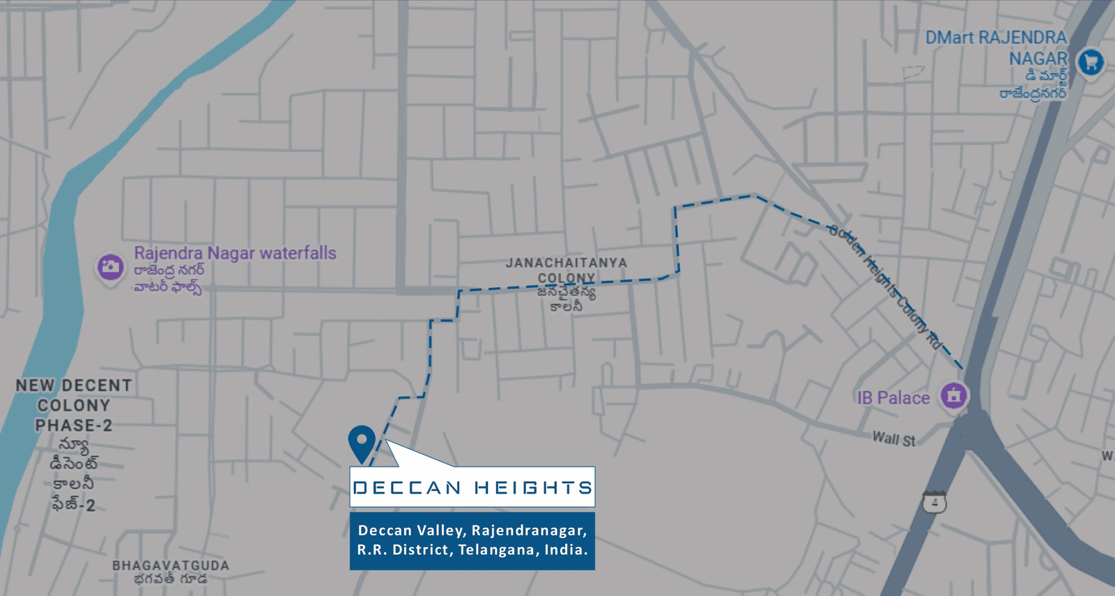 Deccan Heights location map, Rajendranagar